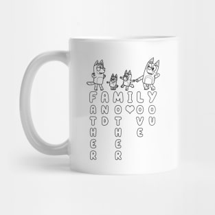 Bluey Family Text Long Black Mug